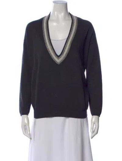 Pre-owned Brunello Cucinelli Cashmere V-neck Sweater In Blue