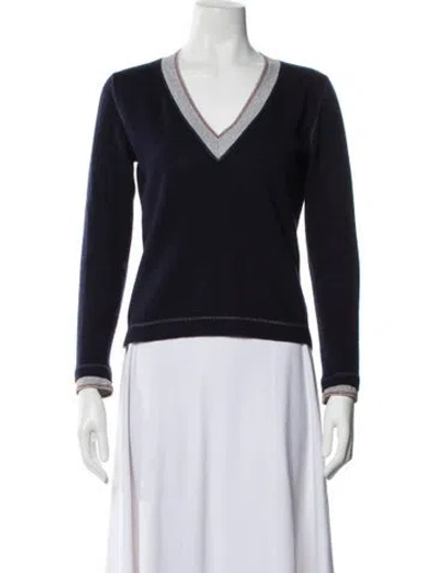 Pre-owned Brunello Cucinelli Cashmere V-neck Sweater In Blue