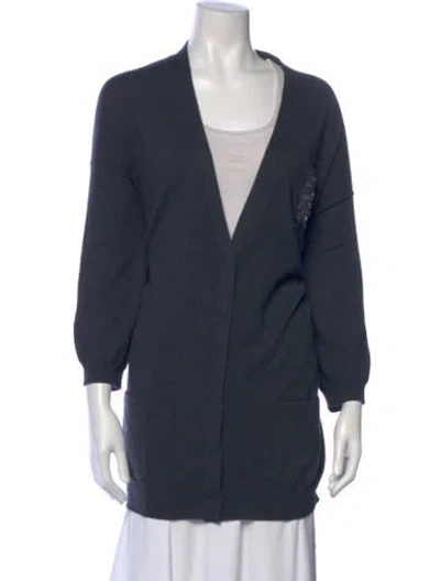 Pre-owned Brunello Cucinelli Cashmere V-neck Sweater In Blue