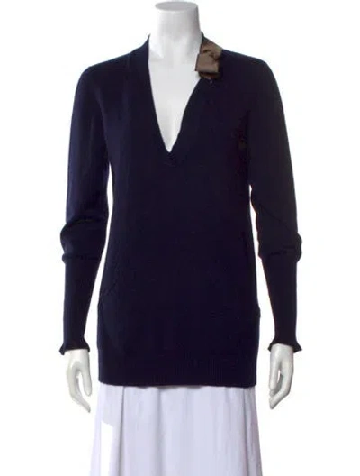 Pre-owned Brunello Cucinelli Cashmere V-neck Sweater In Blue