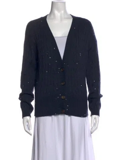 Pre-owned Brunello Cucinelli Cashmere V-neck Sweater In Blue