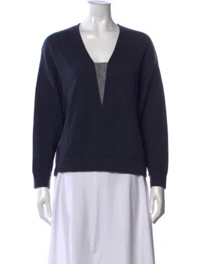 Pre-owned Brunello Cucinelli Cashmere V-neck Sweater In Blue