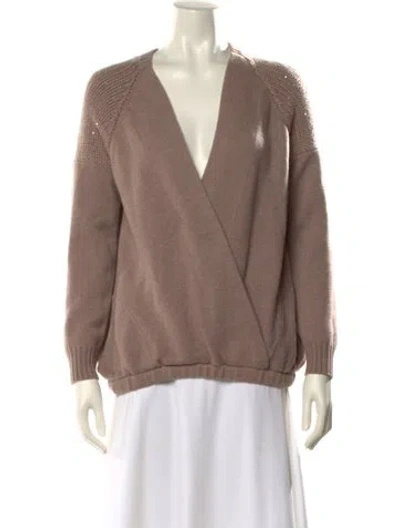 Pre-owned Brunello Cucinelli Cashmere V-neck Sweater In Brown