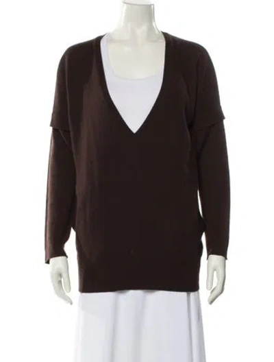 Pre-owned Brunello Cucinelli Cashmere V-neck Sweater In Brown
