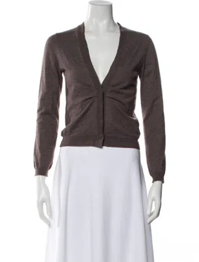 Pre-owned Brunello Cucinelli Cashmere V-neck Sweater In Brown