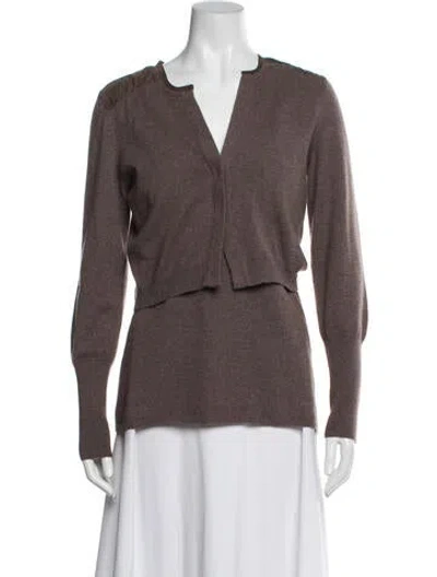 Pre-owned Brunello Cucinelli Cashmere V-neck Sweater In Brown