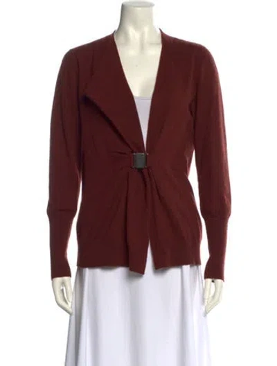Pre-owned Brunello Cucinelli Cashmere V-neck Sweater In Burgundy