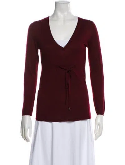 Pre-owned Brunello Cucinelli Cashmere V-neck Sweater In Burgundy