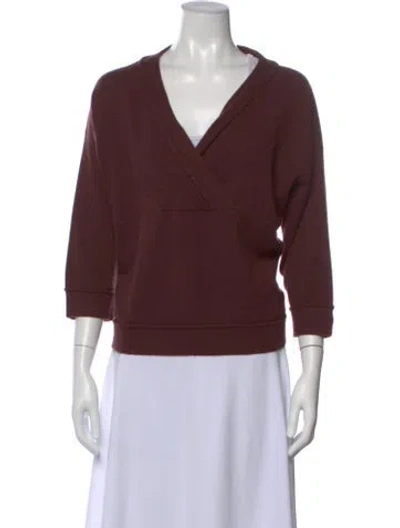 Pre-owned Brunello Cucinelli Cashmere V-neck Sweater In Burgundy