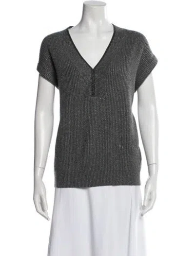 Pre-owned Brunello Cucinelli Cashmere V-neck Sweater In Gray