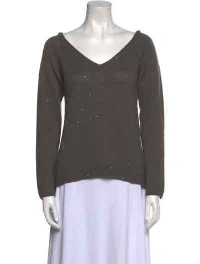 Pre-owned Brunello Cucinelli Cashmere V-neck Sweater In Gray