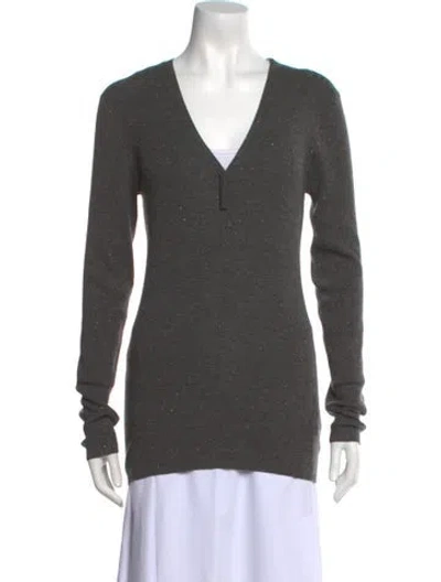 Pre-owned Brunello Cucinelli Cashmere V-neck Sweater In Gray