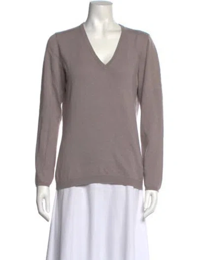 Pre-owned Brunello Cucinelli Cashmere V-neck Sweater In Gray