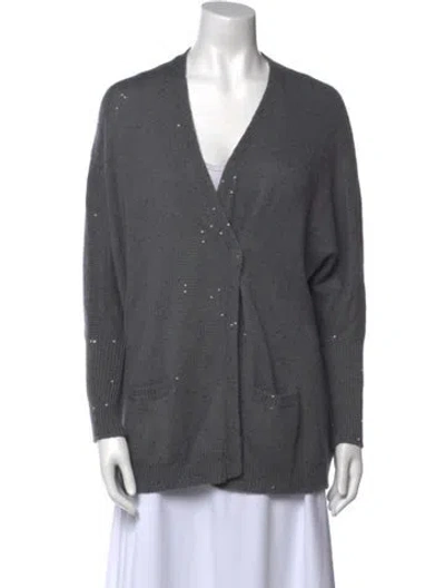 Pre-owned Brunello Cucinelli Cashmere V-neck Sweater In Gray