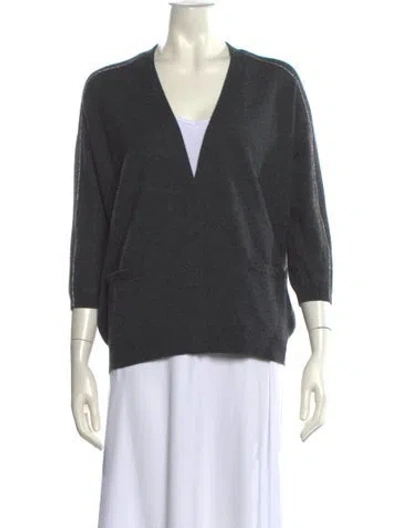 Pre-owned Brunello Cucinelli Cashmere V-neck Sweater In Gray
