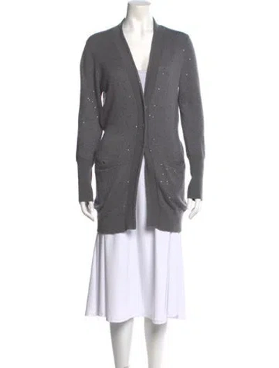 Pre-owned Brunello Cucinelli Cashmere V-neck Sweater In Gray