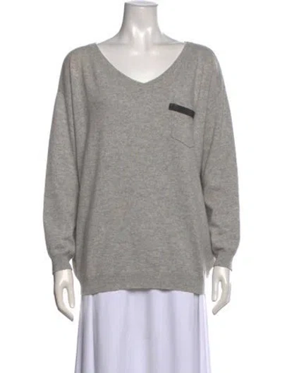 Pre-owned Brunello Cucinelli Cashmere V-neck Sweater In Gray