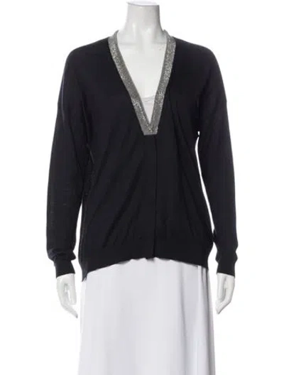 Pre-owned Brunello Cucinelli Cashmere V-neck Sweater In Gray