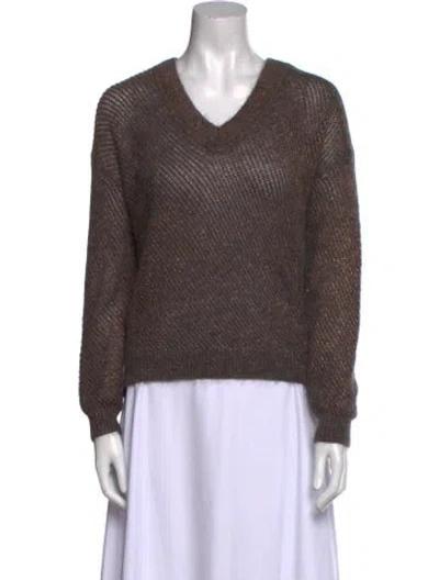 Pre-owned Brunello Cucinelli Cashmere V-neck Sweater In Gray