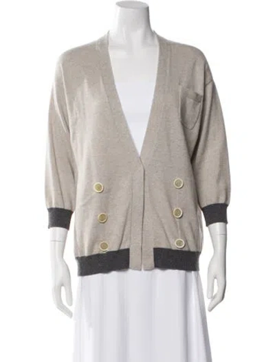 Pre-owned Brunello Cucinelli Cashmere V-neck Sweater In Gray