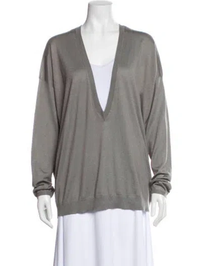 Pre-owned Brunello Cucinelli Cashmere V-neck Sweater In Gray