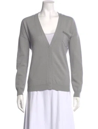 Pre-owned Brunello Cucinelli Cashmere V-neck Sweater In Gray
