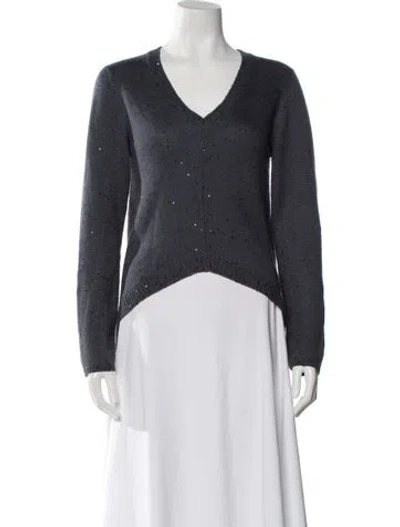 Pre-owned Brunello Cucinelli Cashmere V-neck Sweater In Gray