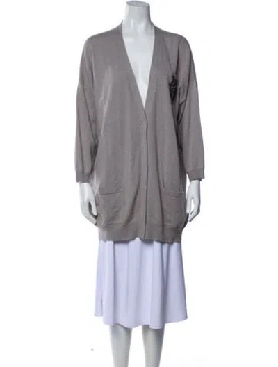 Pre-owned Brunello Cucinelli Cashmere V-neck Sweater In Gray