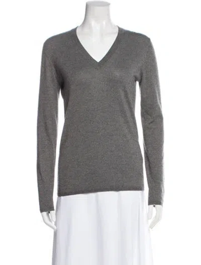 Pre-owned Brunello Cucinelli Cashmere V-neck Sweater In Gray