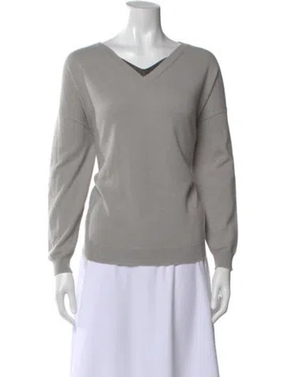 Pre-owned Brunello Cucinelli Cashmere V-neck Sweater In Gray