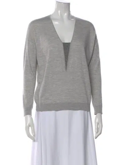 Pre-owned Brunello Cucinelli Cashmere V-neck Sweater In Gray