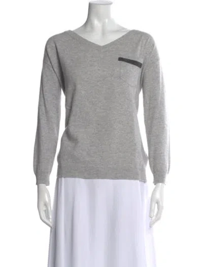 Pre-owned Brunello Cucinelli Cashmere V-neck Sweater In Gray