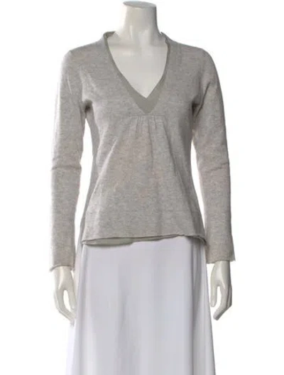 Pre-owned Brunello Cucinelli Cashmere V-neck Sweater In Gray