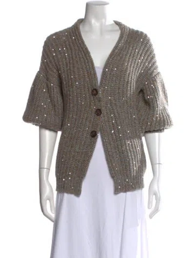 Pre-owned Brunello Cucinelli Cashmere V-neck Sweater In Gray