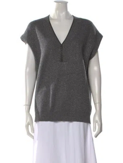 Pre-owned Brunello Cucinelli Cashmere V-neck Sweater In Gray