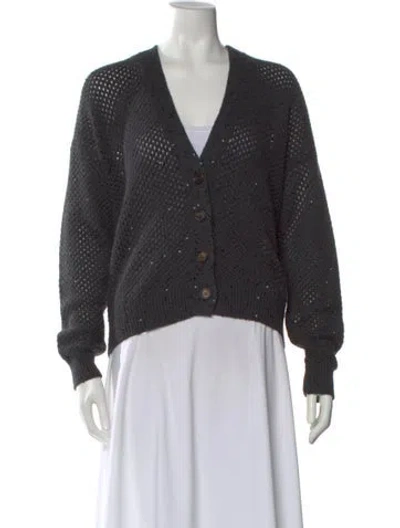 Pre-owned Brunello Cucinelli Cashmere V-neck Sweater In Gray