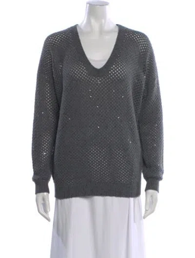 Pre-owned Brunello Cucinelli Cashmere V-neck Sweater In Gray