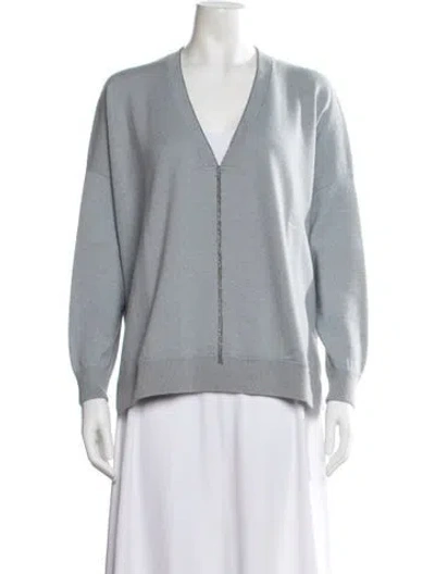 Pre-owned Brunello Cucinelli Cashmere V-neck Sweater In Gray
