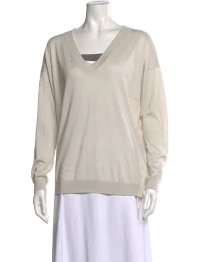 Pre-owned Brunello Cucinelli Cashmere V-neck Sweater In Gray