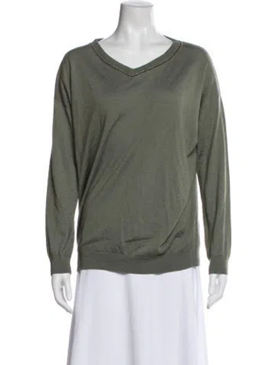 Pre-owned Brunello Cucinelli Cashmere V-neck Sweater In Green