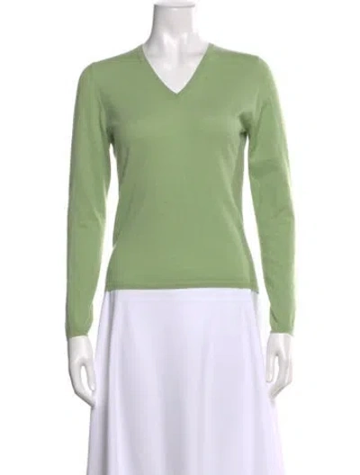 Pre-owned Brunello Cucinelli Cashmere V-neck Sweater In Green