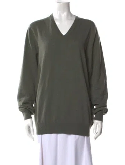 Pre-owned Brunello Cucinelli Cashmere V-neck Sweater In Green