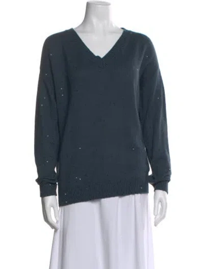 Pre-owned Brunello Cucinelli Cashmere V-neck Sweater In Green