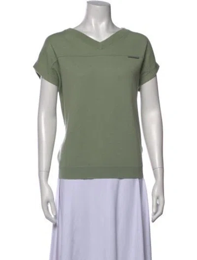 Pre-owned Brunello Cucinelli Cashmere V-neck Sweater In Green