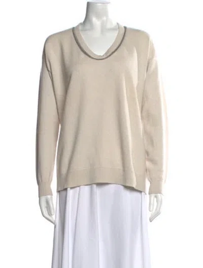 Pre-owned Brunello Cucinelli Cashmere V-neck Sweater In Neutral