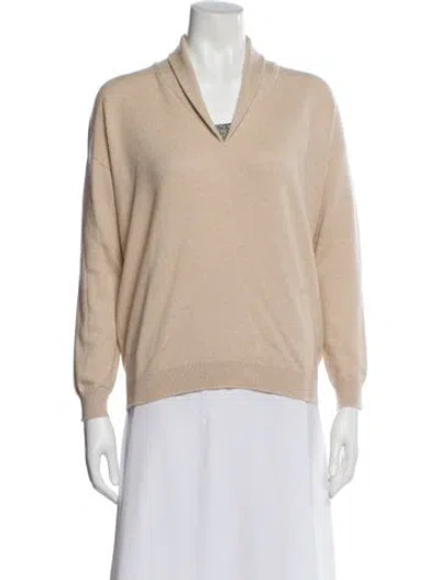 Pre-owned Brunello Cucinelli Cashmere V-neck Sweater In Neutral