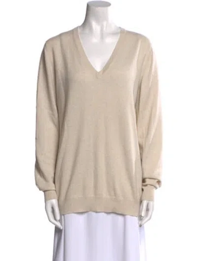 Pre-owned Brunello Cucinelli Cashmere V-neck Sweater In Neutral