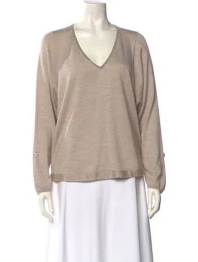 Pre-owned Brunello Cucinelli Cashmere V-neck Sweater In Neutral