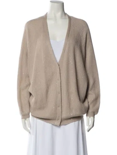 Pre-owned Brunello Cucinelli Cashmere V-neck Sweater In Neutral