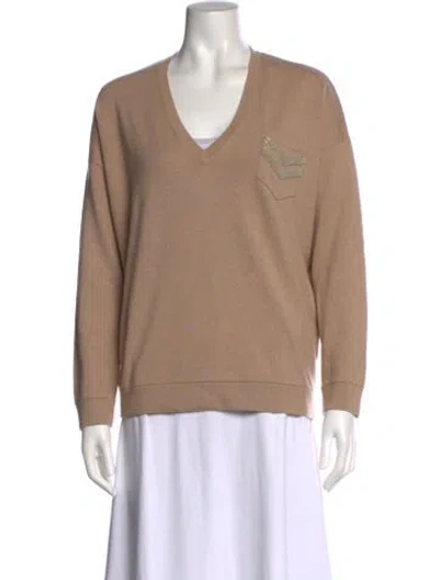 Pre-owned Brunello Cucinelli Cashmere V-neck Sweater In Neutral